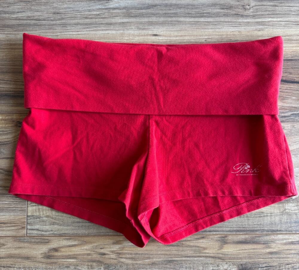 PINK by Frankies Bikinis Fold Over Shorts Red Womens Size Large